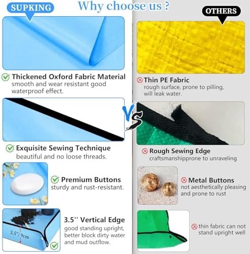 SupKing Repotting Mat 29.5"x 29.5" for Indoor Plant Transplanting Large Blue Garden Mat Gift for Plant Lovers Oxford Fabric Portable Potting Tray for Gardening Mess Control