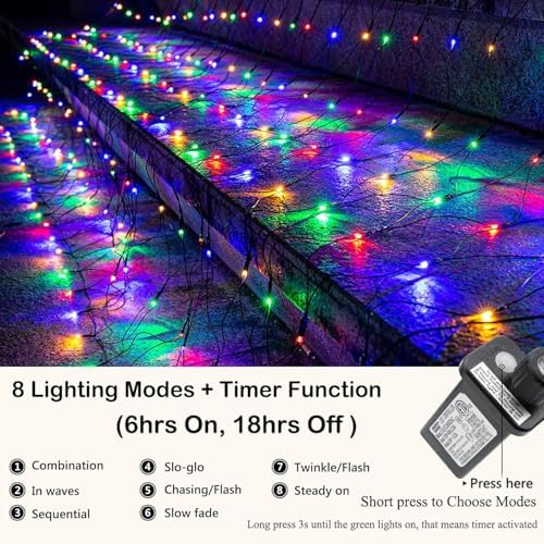 Joomer Christmas Net Lights - 11FT x 4.5FT 300LED Plugin Light Multicolor