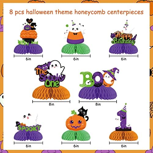 Halloween 1st Birthday Centerpieces Orange Purple Green Black the Spooky One Birthday Decorations Girl Boy Halloween Honeycomb Centerpieces Decorations First Birthday Table Topper Party Favor Supplies