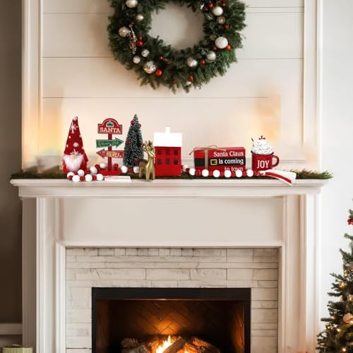 Christmas Decorations for Home Office 8 PCS Tiered Tray Decor Set