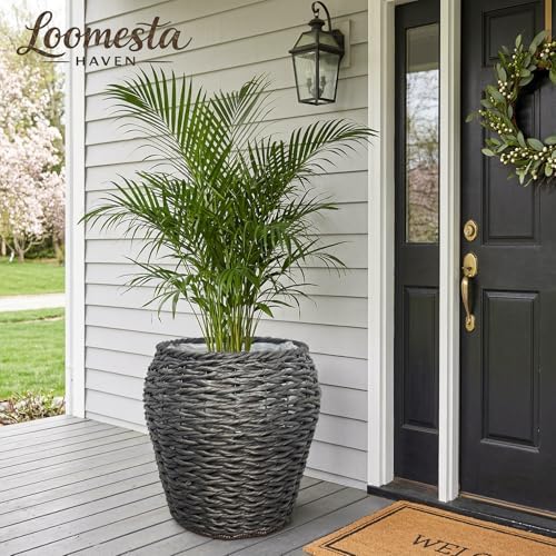 Large Handwoven Wicker Planter Basket with Metal Frame and Plastic Liner