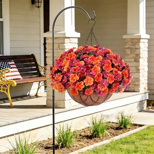 Artificial Fall Hanging Flowers with Basket for Outdoor UV Resistant