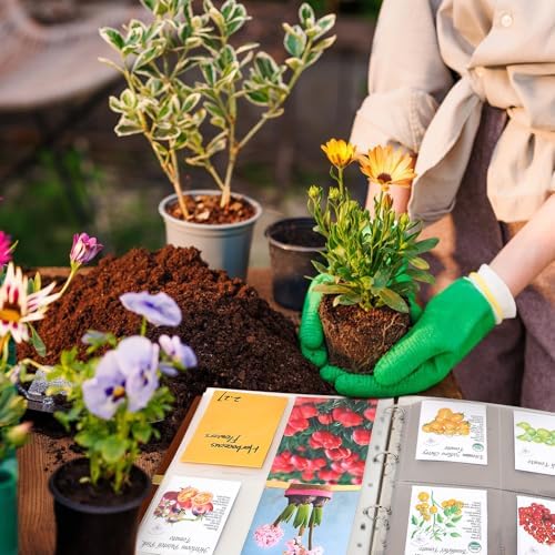 Seed Packet Binder Organizer, Garden Planner Packet with Clear Pocket Sleeves &Seed Envelopes, Fit for Standard Seed Packets
