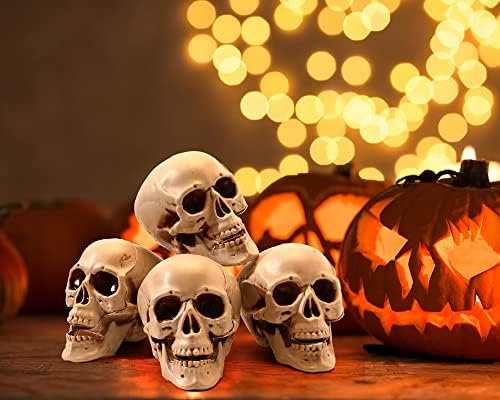 Sratte 4 Pcs Halloween Plastic Skull Human Skeleton Model,5.1 Inch