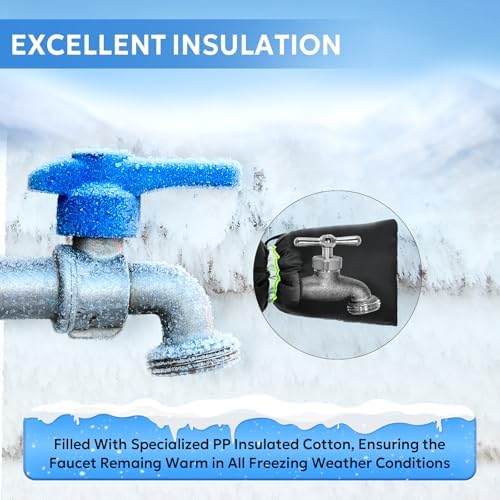 MIXC Outdoor Faucet Cover for Winter - 2 Packs 7.09''W x 10.24''H Water Socks Freeze Protection Pipe Insulation Reusable Waterproof Insulated Spigot Backflow Cover