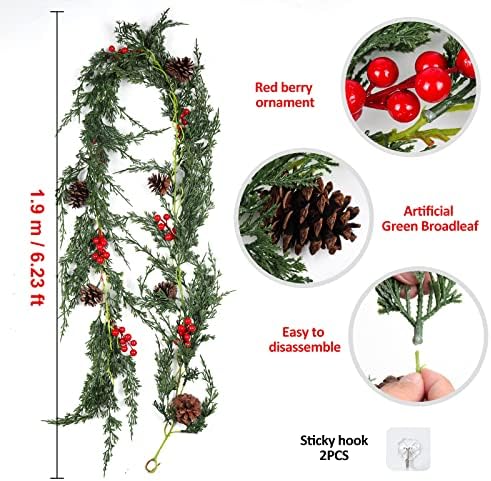RECTMS Christmas Garlands for Greenery Outdoor,6 FT Pine Garlands