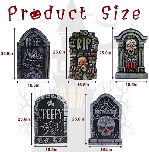 25.5inch DIY Halloween Decorations Outdoor Tombstones Decor Large,5PCS Huge Scary Halloween Yard Sign Decorations,Waterproof Graveyard Tombstone Halloween Tombstones & Cemetery Outdoor Decorations
