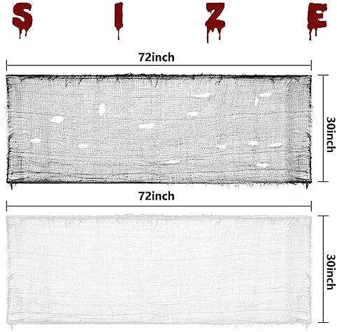 Alpurple 12 Pcs Halloween Creepy Cloth, 30 x 72 Inch Scary Spooky Fabric Cloth, Freaky Loose Weave Creepy Gauze for Halloween Party Decoration (6 Black + 6 White)