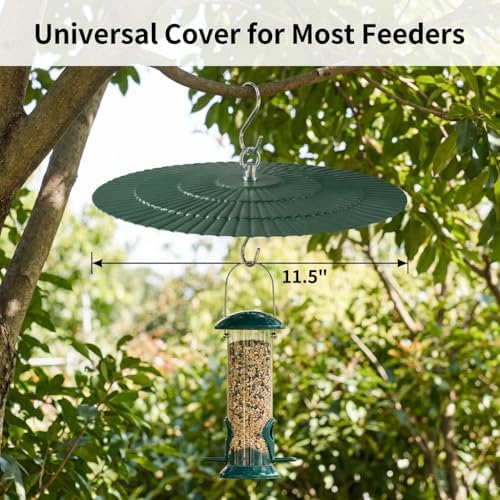 [2 Pack] 11.5" Metal Bird Feeder Rain Guard - Green