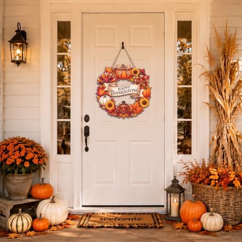 Thanksgiving decorations For Home Turkey Wreath Door Happy Decor Wood Sign
