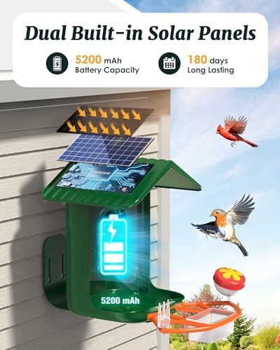 Bird Feeder with Camera Solar Powered 2K Video with 32GB Card Auto Capture