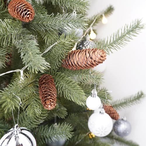 Winlyn 20 Pcs Christmas Natural Pine Cone Picks Rustic Spruce Pine Cones 5.9" Christmas Tree Decorations Hanging Pinecones for Christmas Tree Wreath Garland Holiday Party Table Centerpiece Crafts