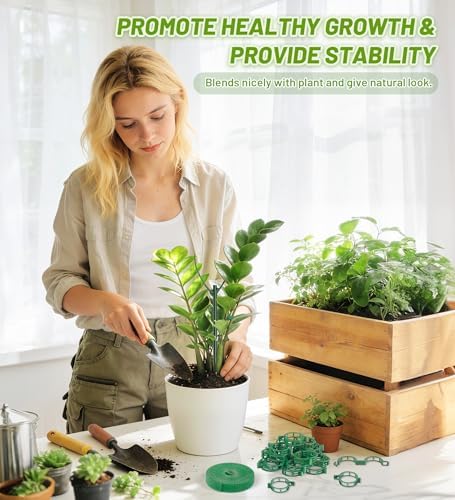 Plant Support Stakes, Stackable Plant Support Poles, Green, 12 Pcs
