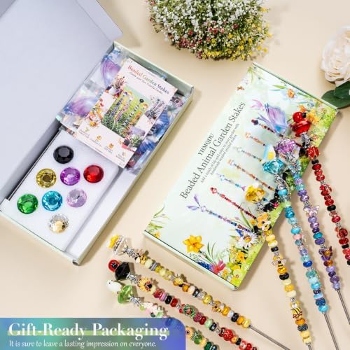 264Pcs Beaded Animal Garden Stakes Fairy Wand 12in Threaded Rods