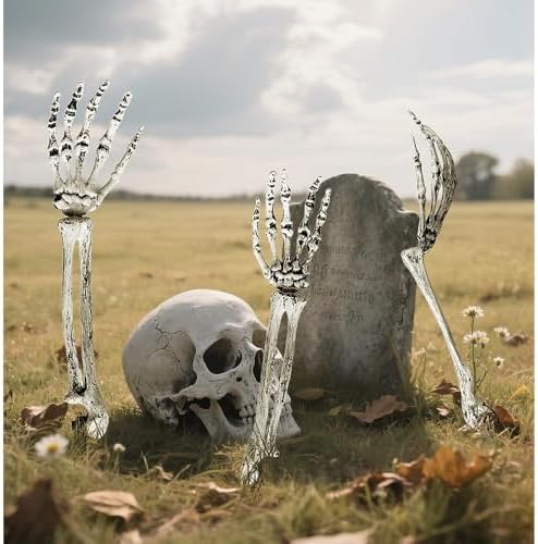 Halloween Skeleton Hands Stakes Yard Plastic Realistic Zombie Ghost Arm