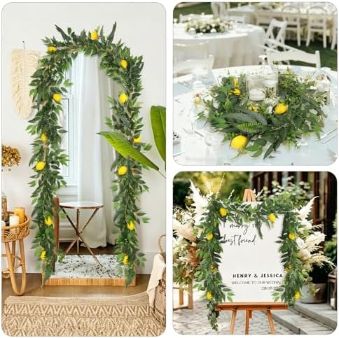 RECUTMS 2Pcs Artificial Ivy Vines with Lemon&Willow&Eucalyptus&Fern 5.9Ft