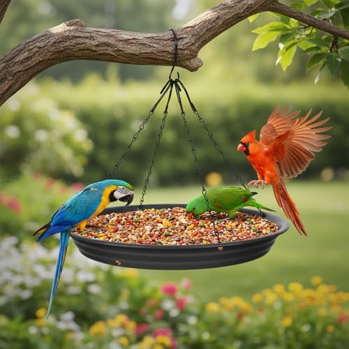 12.8'' Bird Seed Catcher Tray, Bird Feeder Platform Large Hanging Tray Squirrel Feeder Fits Most Feeders Catches Most Falling Seed and Husk for Outdoors, Backyard, Garden