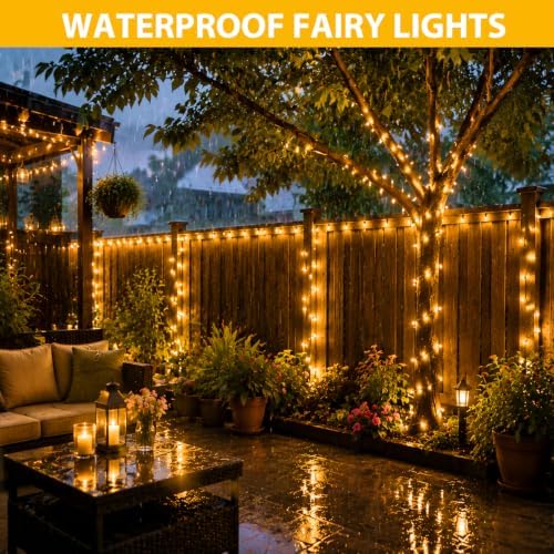 Nisocy 100FT LED String Lights Outdoor Waterproof – Warm White Fairy Lights with Plug, Connectable Christmas Tree Lights for Patio, Garden, Bedroom, Wedding, Party, Decor