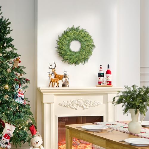 22 inch Real Touch Cedar Wreath, Artificial Greenery Holiday Decor