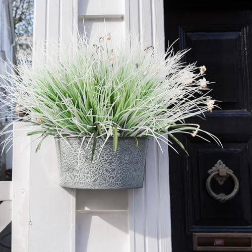 RECUTMS Artificial Grass for Outdoor Planters White Outdoor Greenery Stem