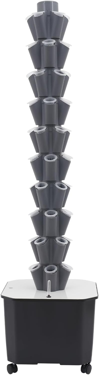 Hydroponics Growing System, 50-Plants Indoor Hydroponic Tower with Pump System, Vertical Garden Planter with Wheels