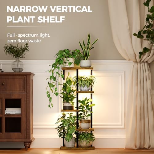 Bamworld Indoor Plant Stand with Grow Light Corner 5Tier