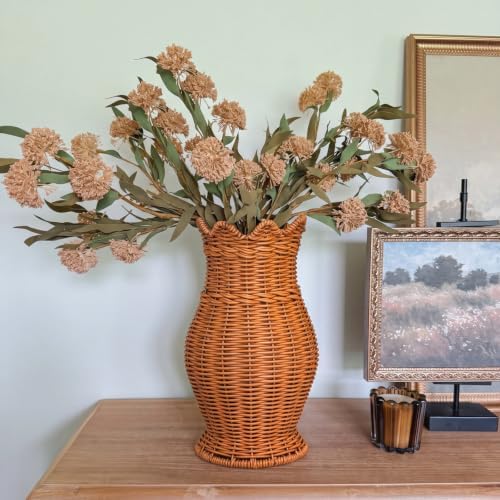 Domensi 12" Handwoven Rattan Wicker Vase Fall Autumn Home Vase Farmhouse