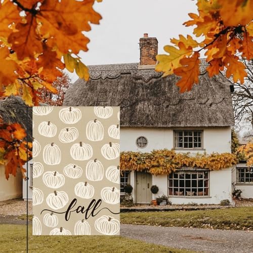 AVOIN colorlife Rustic Pumpkins Fall Garden Flag 12x18 Inch Outside Gray