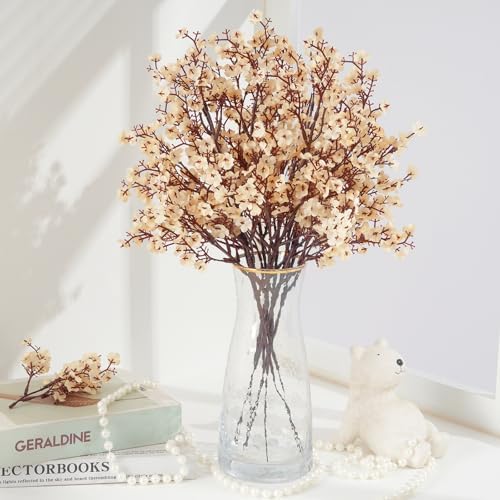 5 Pcs Fake Flowers, Real Touch Babys Breath Artificial Flowers, Champagne