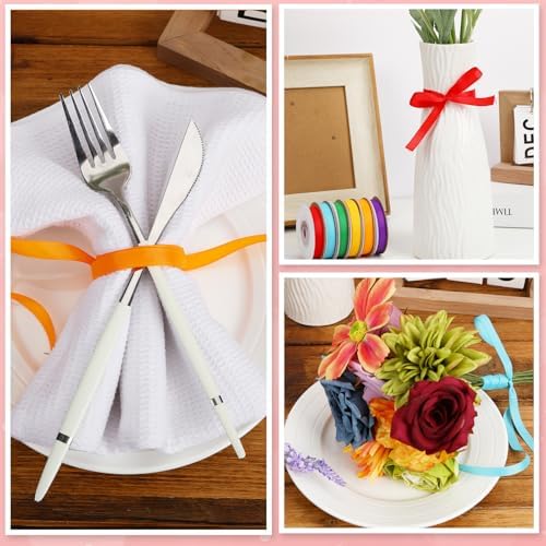 DECYOOL Rainbow Ribbon, 6 Rolls 60 Yards LGBT Grosgrain Ribbons for Craft