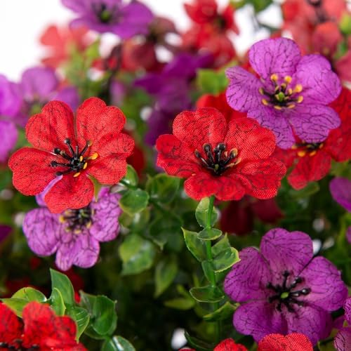 INXUGAO Artificial Fake Flowers Hanging Basket for Outdoor Decoration