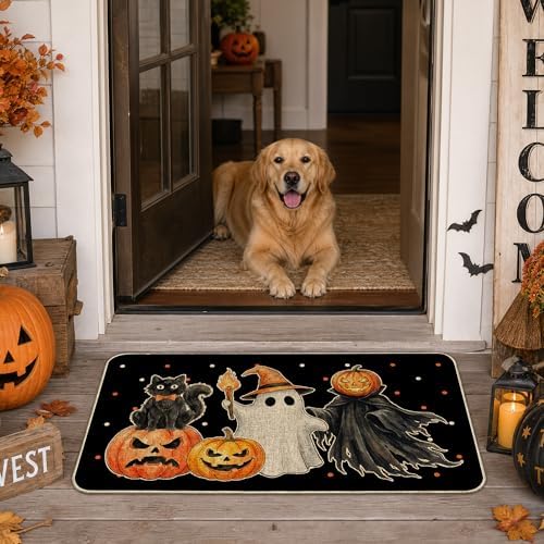 Hexagram Halloween Door Mat Pumpkin Ghost Doormat Front Porch Decorations