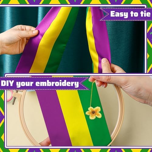 VitalCozy 2 Pcs Wreath Sash for Front Door, Mardi Gras