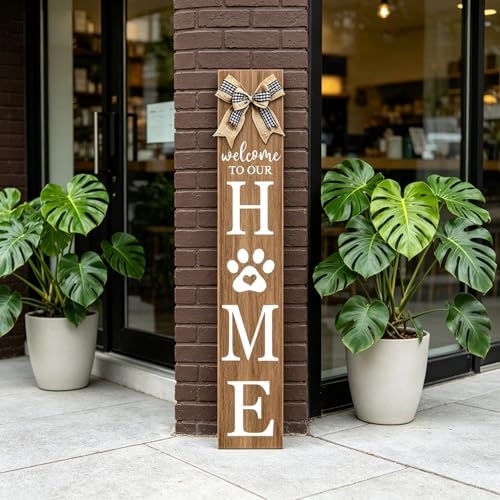Welcome to Our Home Front Door Sign, 47"X8", Wood