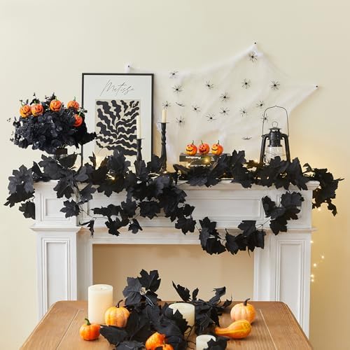 SITUMEIZI 2 Pcs 13Ft Black Garlands for Halloween Home Decor