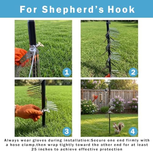 300cm Anti-Bird/Squirrel Spikes&Squirrel Proof Baffle for Bird Feeders Pole