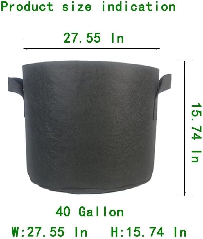 WEIFENG 3-Pack 40 Gallon Grow Bags, XL Heavy Duty Fabric Planter with Handles for Extra Large Trees, Big Shrubs