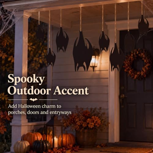 Shimeyao 7 Pcs Halloween Outdoor Decoration Hanging Metal Bats