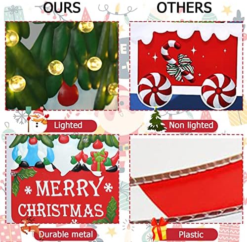 Afirst Christmas Gnomes Yard Sign Stakes Light Up Garden Decorations
