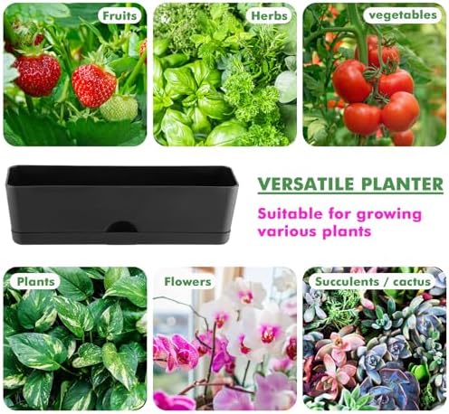 2-Pack Window Boxes Planters 16 Inch Rectangle Plant Box Rectangular Planters for Outdoor and Indoor Plants Plastic Windowsill Planter for Herbs Vegetable Flowers Long Window Sill Planters