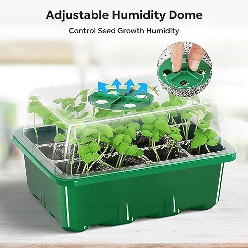 MIXC 10 Pack Seed Starter Tray, 120Cell Stater Kit with Humidity Dome Green
