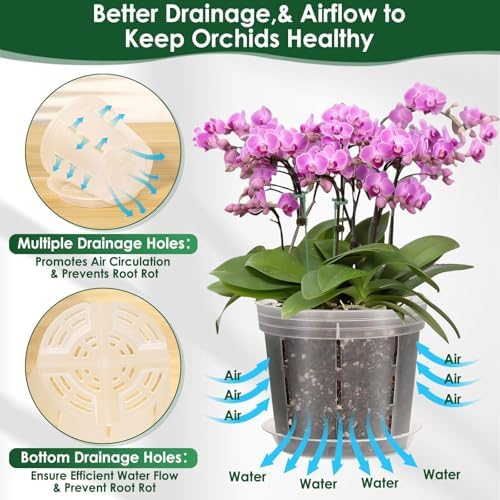 16 Pack Plastic Orchid Pots with Holes, 4, 5, 6 Inch Clear Orchid Pots