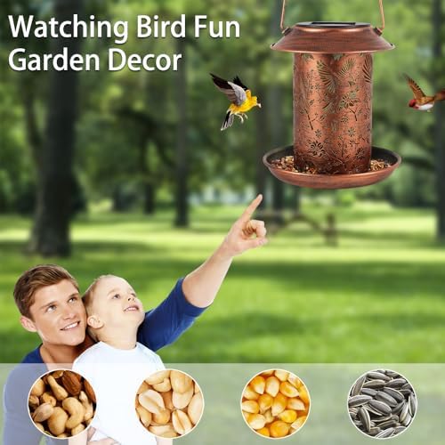 Cardinal Solar Bird Feeder Outdoor Waterproof Hanging Garden Decor