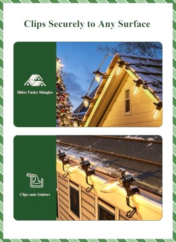 Christmas Light Clips, Shingle Gutter Clips for C7 C9 Lights, 200 Pack