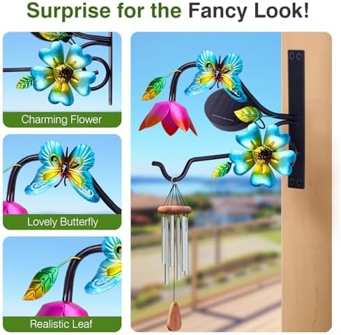 Lewondr 9" Plant Hangers with Solar Light,Metal Hanging Plant Bracket