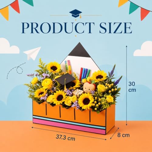 Gueevin 12 Pcs Large Back to School Basket Pencil Shaped Flowers Basket