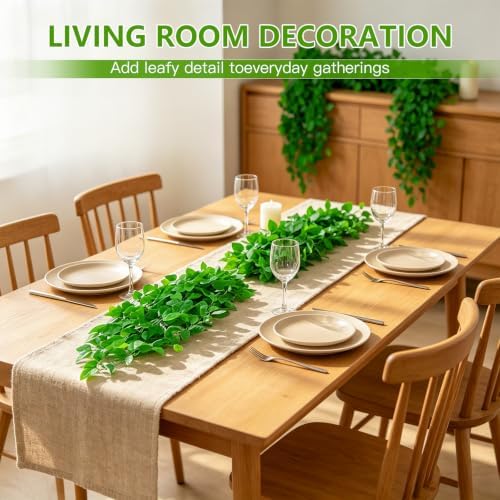 Artificial Hanging Plants, 4pcs Fake Pothos Vine Greenery for Wall Decor - Indoor Outdoor Home Living Room Hanging Decor, No Basket Included