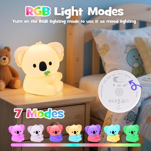 Cute Huggy Koala Night Light RGB Rechargeable for Nursery Bedroom