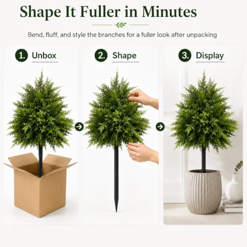 2-Pack Artificial Cedar Trees, 22.83'' Tall with Ground Stakes