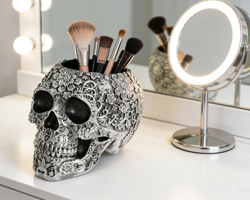 Metallic Silver Skull Decorative Bowl Gothic Gifts